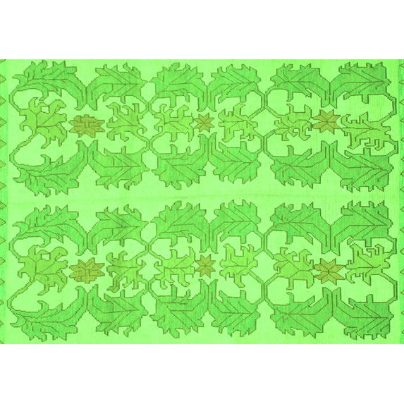 Ahgly Company Indoor Rectangle Abstract Green Modern Area Rugs, 5' x 7'