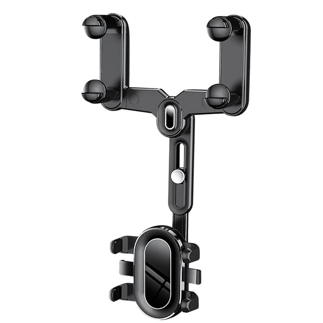 Soporte para teléfono de coche giratorio 360° y retráctil para espejo retrovisor universal