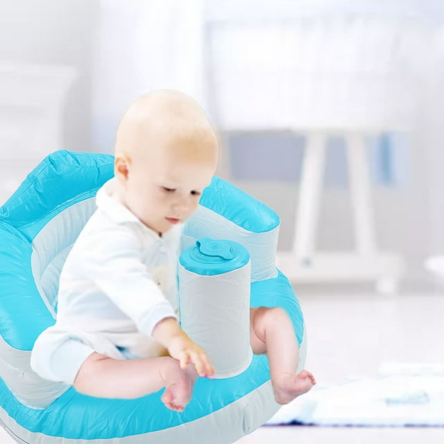 Silla Inflable Para Bebé, Silla De Aprendizaje Para Bebé, Asiento De Entrenamiento Fácil De Almacenar, PVC Azul, Cómodo Para Bañarse
