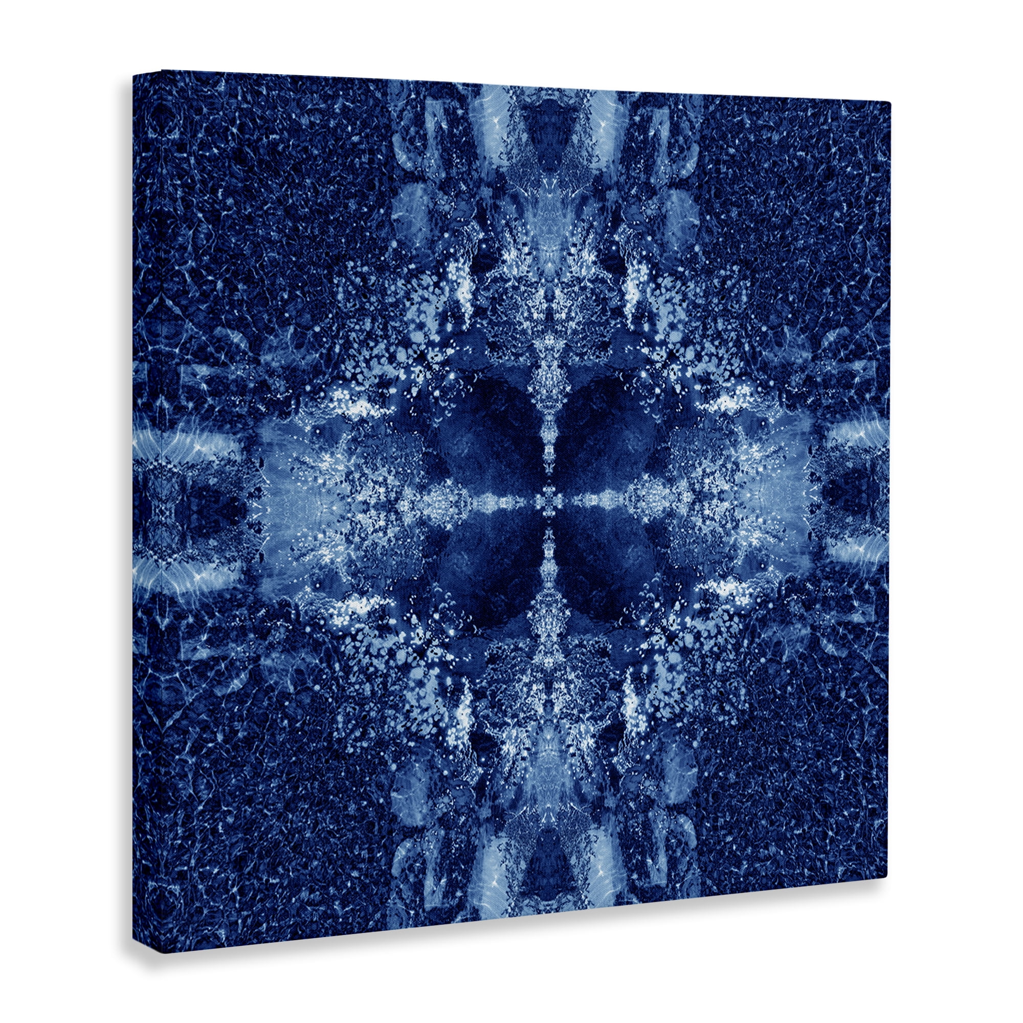 Stupell Industries Blue Detailed Symmetry Abstract Painting Wrapped Canvas Art Print Wall Art, 24 x 24