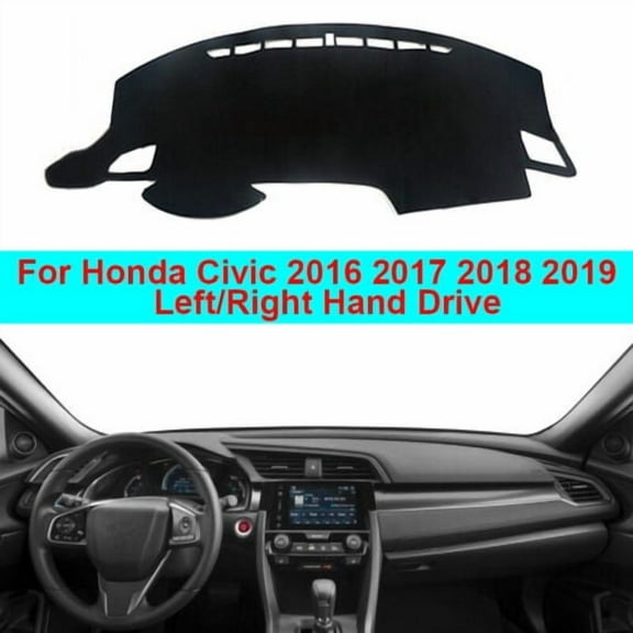 Leather Car DashMat Dashboard Protects Cover Cape For Honda Civic 2016 -2019 10th Gen Black