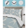 thumbnail image 4 of Quilts Full Size Bedding Set, Light Blue Starfish Coastal Lightweight Quilted Comforter, Shell Summer Beach Nautical Soft Reversible Bedspread Coverlet with Pillow Covers for All Season, 78" x 90", 4 of 7