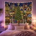 thumbnail image 2 of Festive Town Square with Depicted Stained Glass Mosaic, Mystical Fantasy for Space Lovers, Galaxy Room Decor, Christmas Gift, Tapestry Wall Hanging for Bedroom and Dorm, 2 of 7