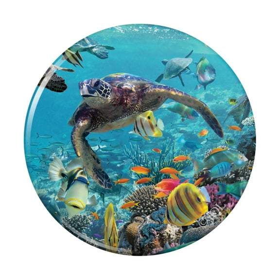 Ocean Coral Reef Sea Turtles Diving Kitchen Refrigerator Locker Button Magnet