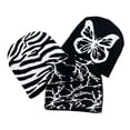 thumbnail image 3 of Gorro de punto con estampado en blanco y negro de moda europea y americana para viajes de otoño e invierno, gorro de lana cálido a prueba de frío, 3 of 6