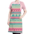 thumbnail image 5 of Pink Geometric Stripe Pattern Apron-Garden Aprons for Women with Pockets-Cotton Linen Waterproof Kitchen Cooking Gardening Aprons Adjustable for Kitchen,Cooking,BBQ and Salon 33x27 Inch, 5 of 7