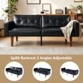 thumbnail image 4 of MIKIBAMA 68.Inch Black 2 Seat PU Leather Mid Century Modern Convertible Futon Sofa Bed Tufted Split Back With Solid Wood Legs for Small Spaces, 4 of 7