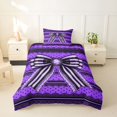 thumbnail image 2 of spefrowx Gothic Purple Striped Bow Twin Duvet Cover for Girls, Black Polkadots Lines Twin Bedding, Black Reversible, 2pcs, 1 Duvet Cover and 1 Pillowcase, 2 of 6