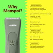 MANSPOT Manscape Body Hair Trimmer, Pubic Hair Trimmer for Men and Women, Waterproof Battery-Powered, with Extra Blade, 1 Piece