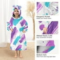 thumbnail image 3 of FORMRS Wearable Blanket Hoodie with Sleeves for Kids Cozy Flannel Sweatshirt, Purple Drawing, 3 of 7