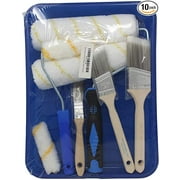 Pro Grade Paint Roller Tray Kit, Plastic Paint Tray with Paint Brushes and Rollers, 10-Piece Set