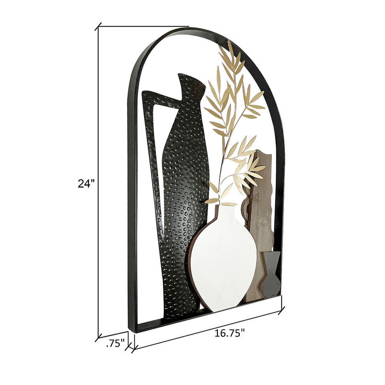 Mirella Farmhouse Arched Vase Frame Metal Wall Art