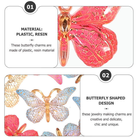 MEIBUTYUP 50 Pieces Assorted Color Butterfly Charms for Jewelry Making, Cute Craft Supplies for Accessories