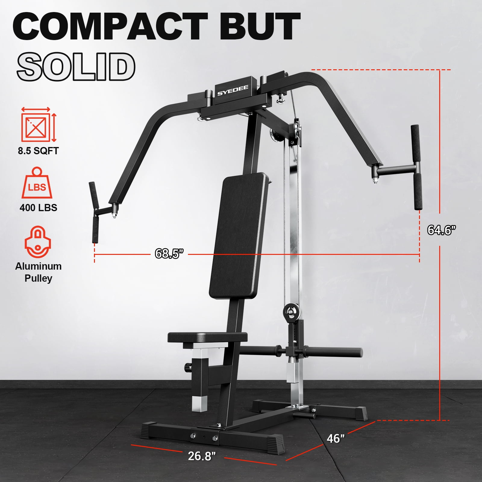 Syedee Chest Fly & Reverse Delt Machine, Plate-Loaded Pec Deck,  400 LBS Upper Body Specialty Machine, 4-Level Seat, 2:1 Ratio, Aluminum Pulleys, Compact Home Gym