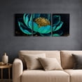 thumbnail image 3 of Artiluxy Set of 3 Lotus Canvas Wall Art, Green and Gold Floral Prints, 12 x 16 Inch, Ready to Hang Stretched Canvas for Living Room or Bedroom, 3 of 5