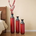 thumbnail image 3 of S-HOME Fire-Burned Metal Vases Set of 3 Gradated Heights for Industrial Home Decor, Red, 3 of 15
