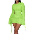 thumbnail image 2 of Bodycon Dress, Long Sleeve Hollow Out Mini Dress, Solid Color Party and Club Dress for Women, 2 of 7