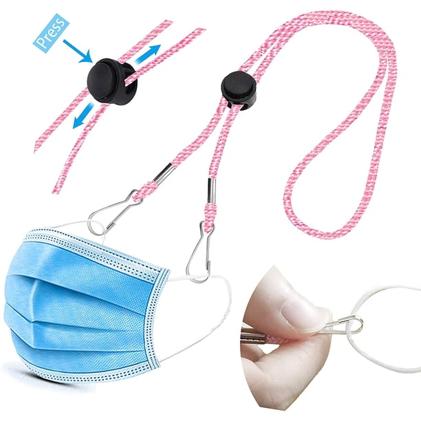 Cordones para máscara facial, soporte para máscara, cordón ajustable para máscara con clips, correa para soporte de collar facial para mujeres y hombres, cómodo alrededor del cuello, máscara facial Xemadio HMFJ126-4