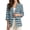 Blue Boho Striped, variant on Vintage Sunflower Floral Print Womens Linen Style Blazer 3/4 Cuffed Sleeve Cardigan Coat, M