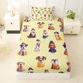 thumbnail image 3 of Homewish Cute Animal Twin Sheets,Vintage Dog Bedding,Yellow,3-Piece,1 Fitted Sheet and 1 Pillowcase, 3 of 6