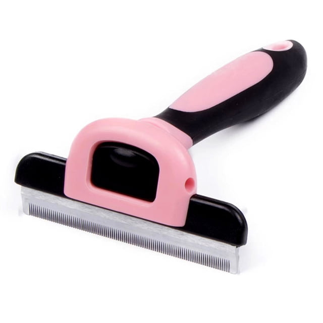 Pet Grooming Brush - Double Sided Shedding and Dematting Undercoat Rake Comb for Dogs and Cats,Extra Wide, Blue, Dog Grooming Brush, Dog Shedding Brush
