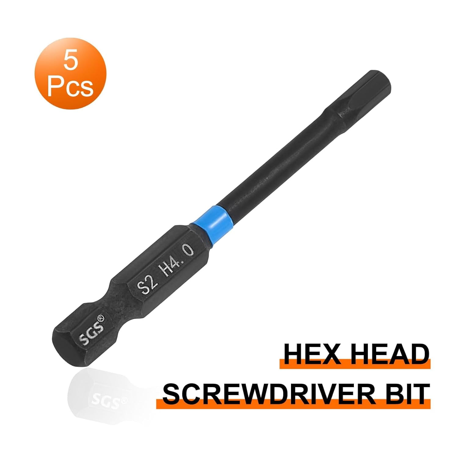 FRKSMD-5pcs Hex Head Wrench Drill Bit 4mm(H4) 1/4" Hex Shank 2.56"(65mm) Length S2 Steel Magnetic Hexagon Impact Drivers Metric Screwdriver Bit