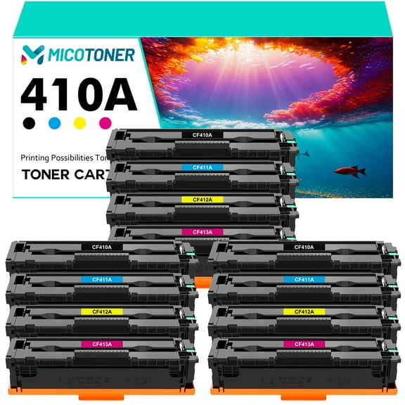 410A CF410A Compatible Toner Cartridge Replacement for HP 410A 410X M477fnw CF410A CF411A CF412A CF413A Color Pro MFP M477fnw M477fdw M477fdn M452dn M452nw Printer (Black Cyan Yellow Magenta, 12-Pack)