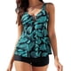 thumbnail image 1 of Trajes de baño tankini de dos piezas con control de barriga para mujer con volantes y pantalones cortos para niño, 1 of 5