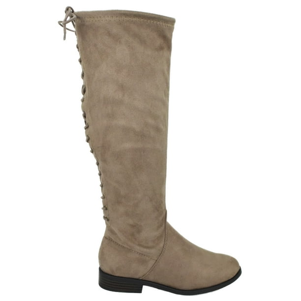 beige flat suede boots