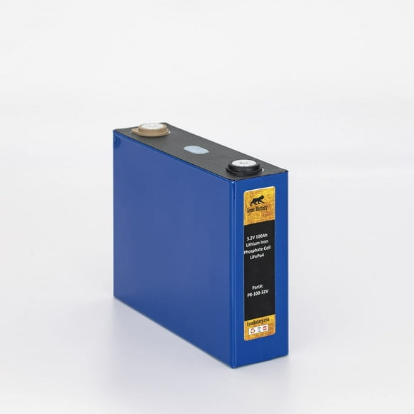 Lynx Battery 3.2V 100Ah Lithium Iron Phosphate LiFePO4 Rechargeable Prismatic Deep Cell Battery - with 2 Lug Nuts - for RV, Solar, Marine & Off-Grid Applications