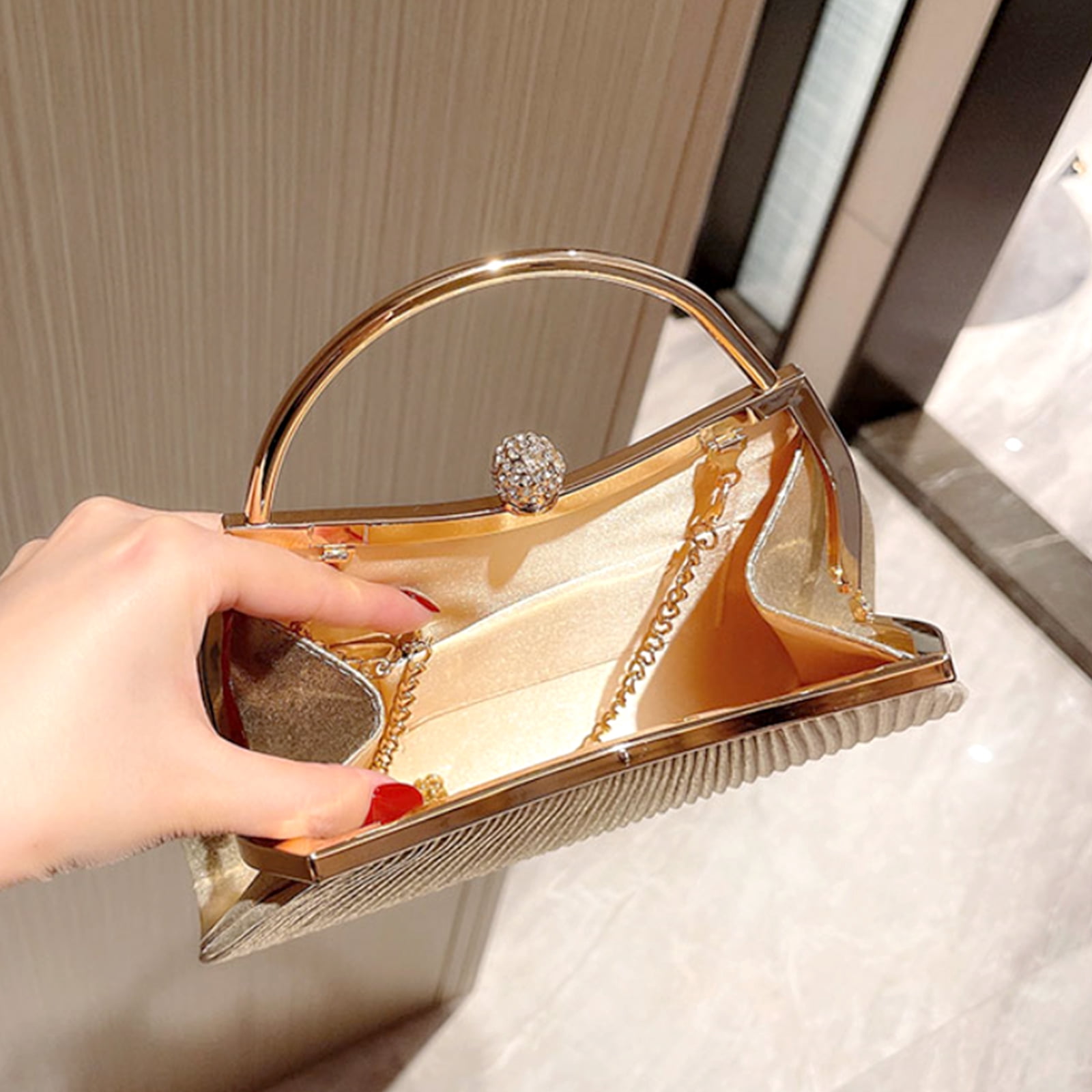 Clutch Purses for Women Evening Bags Party Clutches Handbag With Detachable Chain Strap for Cocktail Party Wedding Purses with Pleated