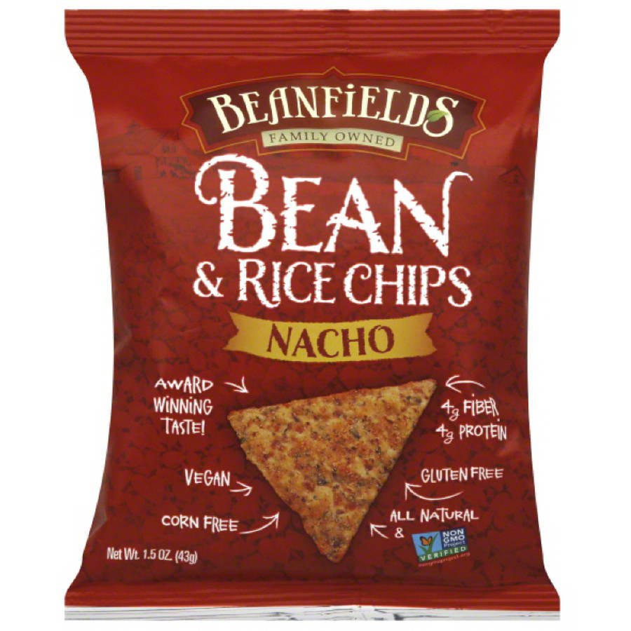 Beanfields Nacho Bean & Rice Chips, 1.5 oz, (Pack of 24)