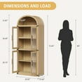 thumbnail image 2 of Arched Bookshelf with Doors Farmhouse Bookcase 15.83in Depth Display Storage Shelves 71.4in Tall Wooden Display Cabinet Rounded Bookcases for Living Room, Kitchen, Office wood, 2 of 7