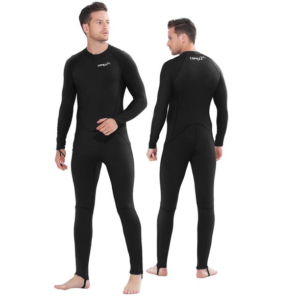 Copozz Combinaison de Plongée Mince pour Hommes et Femmes - Protection Uv Intégrale - pour Plongée, Snorkeling, Surf, Chasse sous-Marine, Sport (Noir TTG pour Hommes)