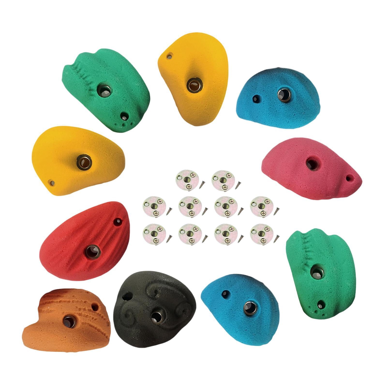 koolsoo 10Pcs Rock Climbing Holds Rock Wall Climbing Kit Practical Beginners Training Rock Wall Grips for Outdoor Climbing Tree House with Back Nail Screw