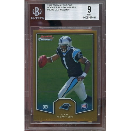 2005 Bowman Chrome Football Card - 2011 bowman chrome preview inserts #bcr3 CAM NEWTON panthers rookie card BGS 9