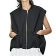 thumbnail image 6 of Weiqiqre Vest for Women Casual Zip Up Vest Cargo Oversized Ruched Hem Sleeveless Jackets Tops, 6 of 8
