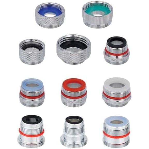 11 Pieces Faucet Adapter Kit, Kitchen Sink Brass Aerator Adapter Set, Male Female Sink Faucet Adapter Connecting Style Faucets, Standard Hose, Chrome Finished$$Tools & Hardware Other