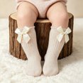 thumbnail image 6 of Toddler Baby Girl Ruffle Socks Frilly Turn-Cuff Crew Socks Solid Color with Cute Bow Soft Breathable Casual Dress Socks 0-12 Months 1T 2T 3T 4T 5T Kids, 6 of 9