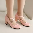 thumbnail image 2 of Mary Jane Shoes Women, Women's Mary Janes Strap Design Round Toe Comfortable Block High Heels Platform Shoes For Dressy Occasions And Party Wear(f Pink,43.00), 2 of 9