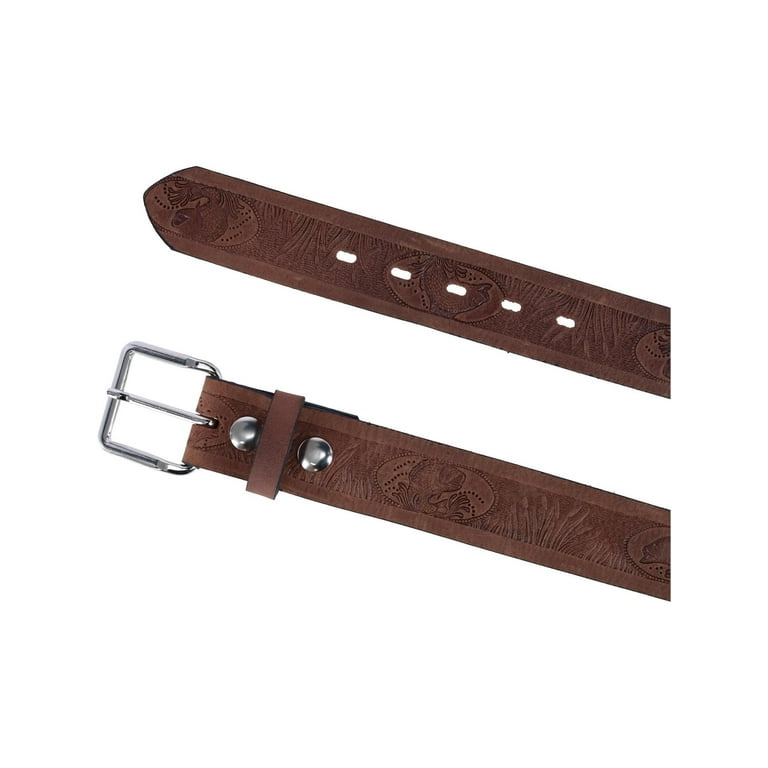 Checkered Real Leather Brown Belt 1.5 Inch/38mm Sizes S 