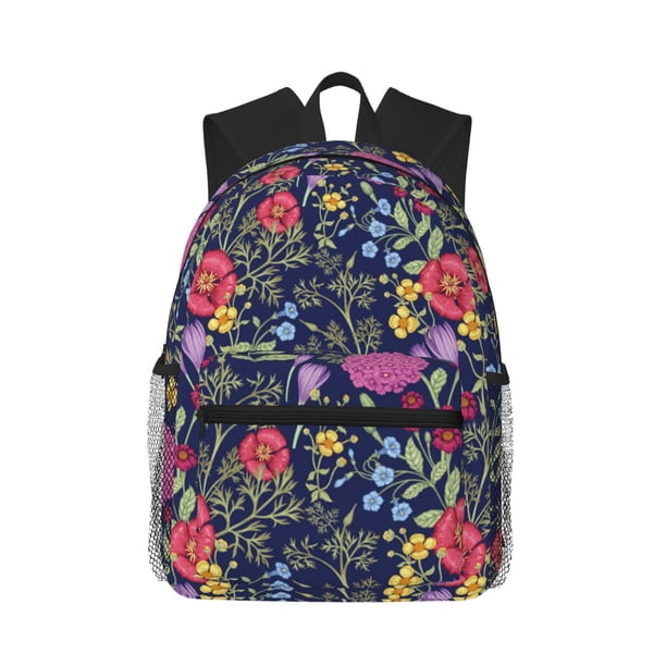 Disketp Floral Mochila Ligera Clásica con Múltiples Bolsillos, Mochila Casual para Hombre y Mujer, Ideal para Escuela, Trabajo y Viajes