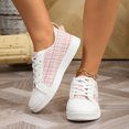 thumbnail image 2 of HEWUQI Tennis Shoes Womens Wide Round Toe Leather Knitted Slip on Elegant Walking Sneakers Cute Tennis Non Slip Work Footwear Pink Size 6, 2 of 6