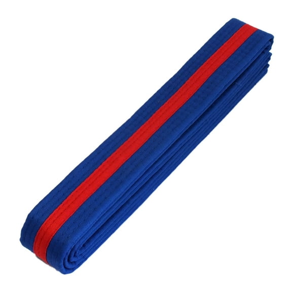 Martial Arts 1.5" Wide Karate Taekwondo Double Wrap Blue with Red Stripe Belt