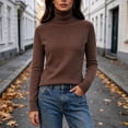 thumbnail image 5 of Womens Sweaters Classic Long Sleeve Turtleneck Lightweight Soft Sweaters Casual Basic Stretchy Slim Fit Knitted Pullover Tops,Sizes M-3XL, 5 of 8