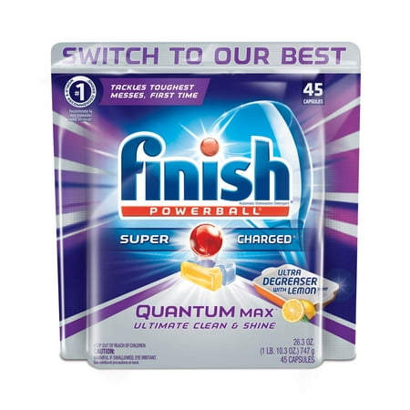 Finish Quantum Max Powerball Dishwasher Detergent Tablets, Lemon, 45
