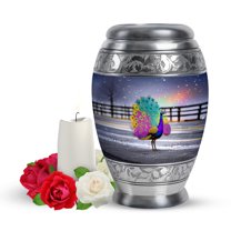 Yatskia Rainy Peacock Small Funeral Urns for Human Ashes Adult Men and Women, Mini Keepsake Urn for Adult Ashes, (Monar Pack of 1, 3 Inch)