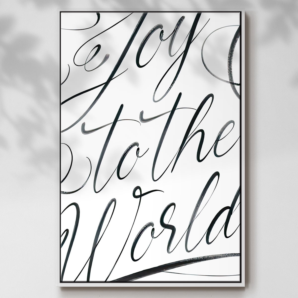 Joy To The World - Framed Gallery Wrapped Holiday Canvas - 27 x 41 - White Frame