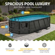 Funsicle 1311 Oasis Designer Above Ground Pool with Pump, Oval Frame, Dark Herringbone