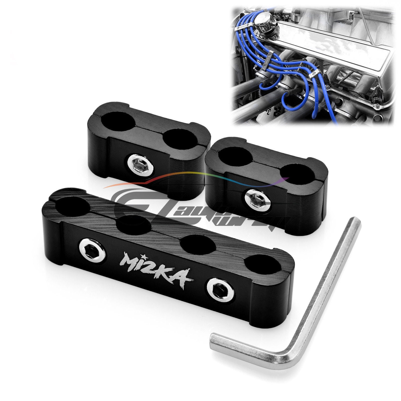 3Pcs Aluminum Engine Spark Plug Wire Separator Divider Organizer Clamp